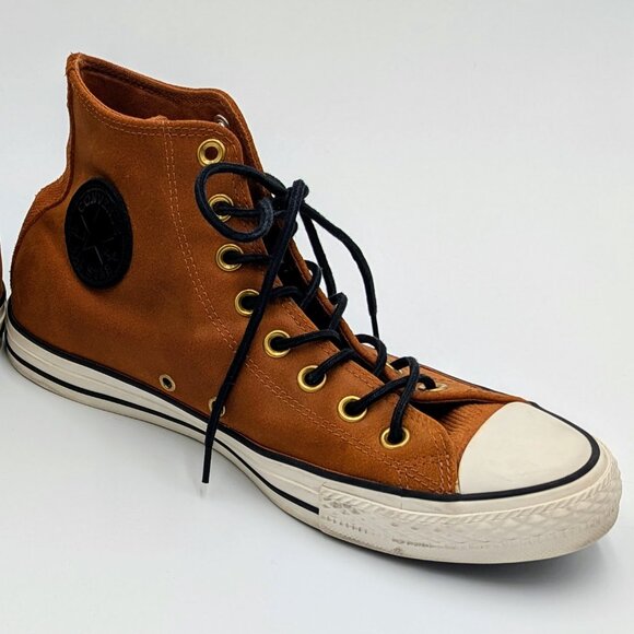 Converse Chuck Taylor All Star Cognac Brown Leather High-top Sneakers M8.5 W10.5 - Picture 16 of 16